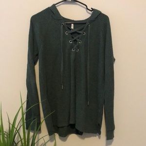 ZSupply Lace Up Olive Sweater